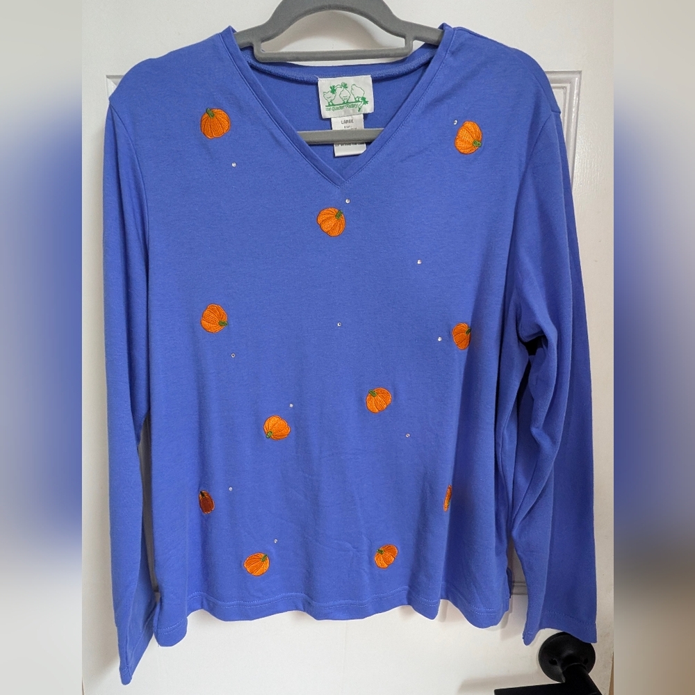 Quacker Factory Pumpkin V neck